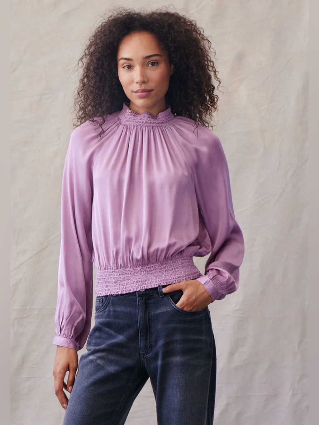 Bella Dahl Smocked Iced Orchid Top Large - Nwt